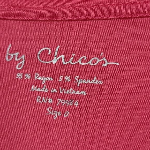 Chico's Pink Knit Top Super Soft Stretch Tiered Ruffle Blouse Scoop Neck Small - Picture 2 of 8